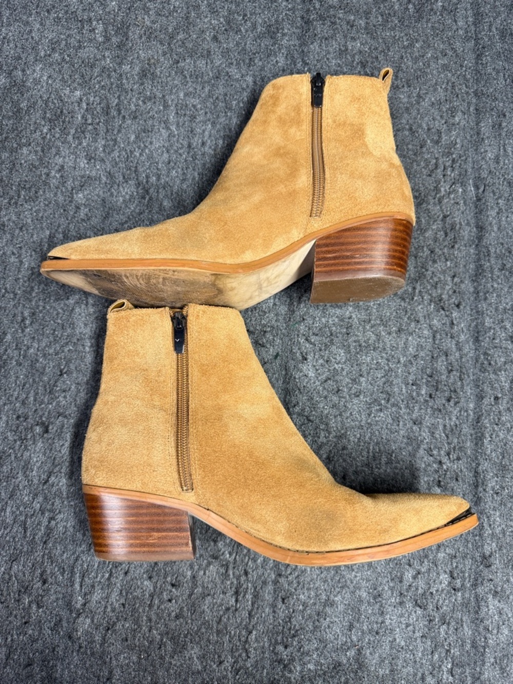 Marc Fisher Tan Suede Pointed Toe Ankle Boots - Picture 8 of 10
